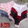 3 Stück/Set Damen High Waist Slips Damen Sexy Spitze Ausgeschnitten Tanga Atmungsaktiv Transparent G-Strings Einfarbige Weiche Dessous