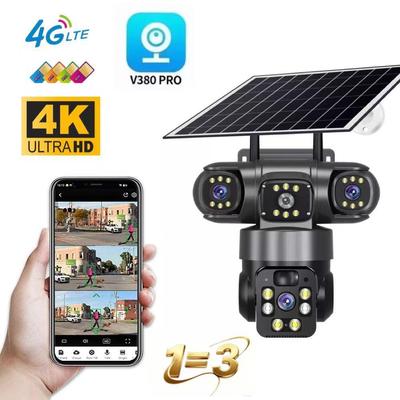 V380 Solar Surveillance Camera with True Three-Lens 360° Rotation and 4G Mobile Phone Remote Access
