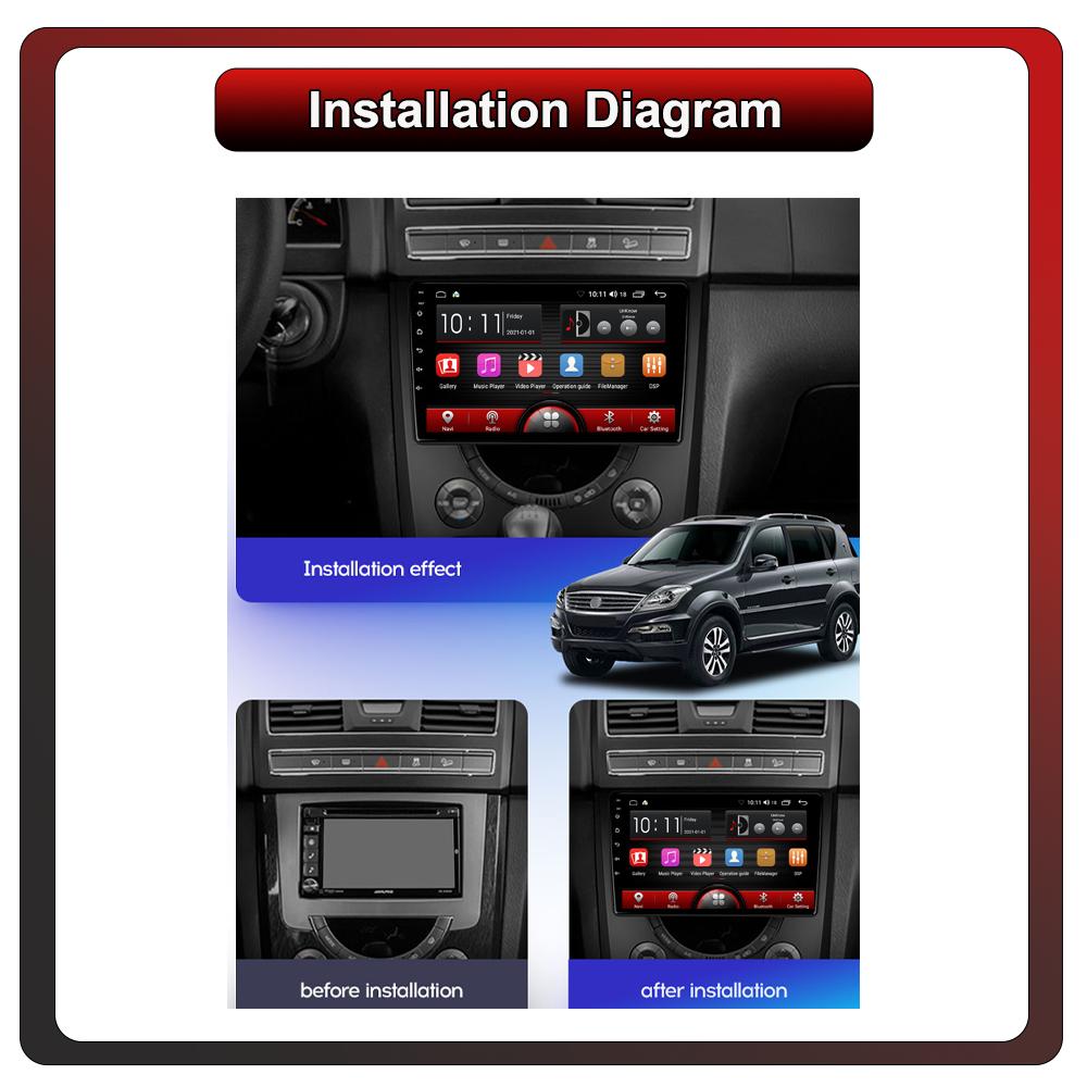 2Din Android Car-Play Car Radio,SsangYong Rexton III 2012-2016,Multimedia Player Head Unit Stereo GPS Navigation BT WIFI,1+16GB