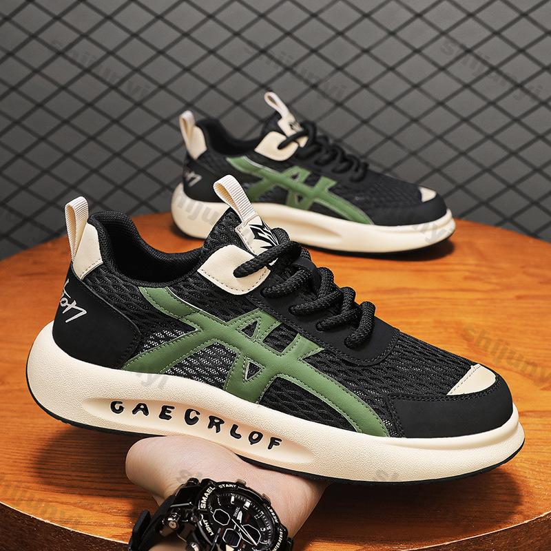 Men's Mesh Shoes Summer Breathable Fashion Non Slip Casual Shoes Lightweight Comfortable Soft Sole Cross Tied Vulcanized Shoes