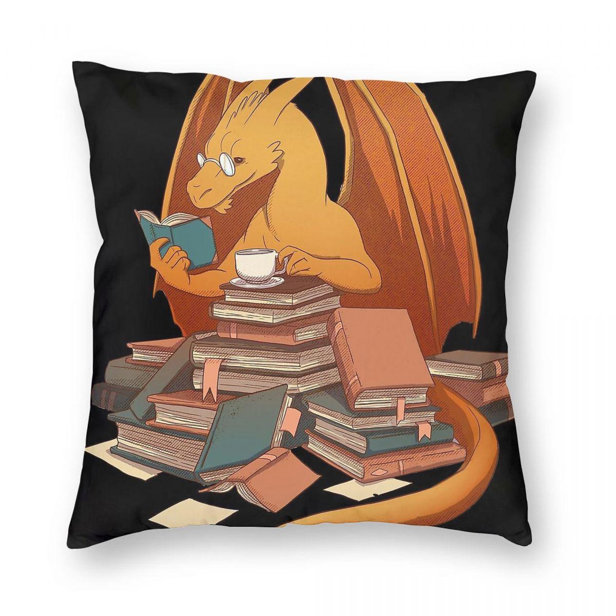 The Librarians Horde Dragon Square Pillowcase Polyester Linen Velvet Printed Zip Decorative Pillow Case Sofa Cushion Cover Peach skin 18*18(CM)-1Pcs