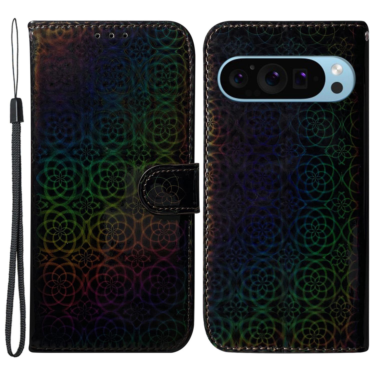

For Google Pixel 9/Pixel 9 Pro Case Dazzling Anti-Drop PU Leather Phone Cover Black