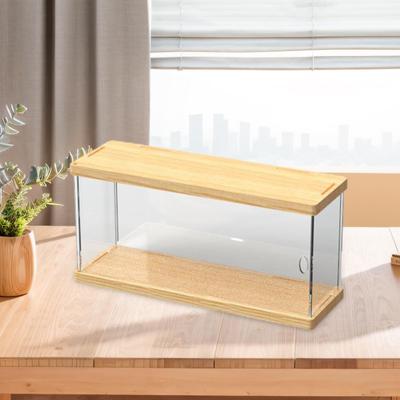 Caja Expositor de Figuras de Acción de Sobremesa 11.8x4x5.5pulgadas Versátil Base y Tapa de Madera para Joyería,