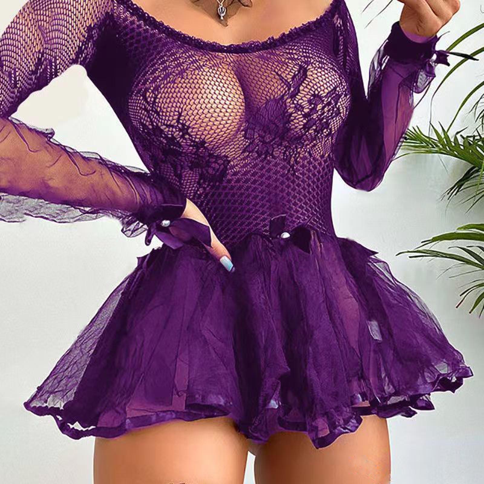 

Женская мода подтяжки ремень сексуальная марля перспектива ночная рубашка нижнее белье XXXXXL фиолетовый