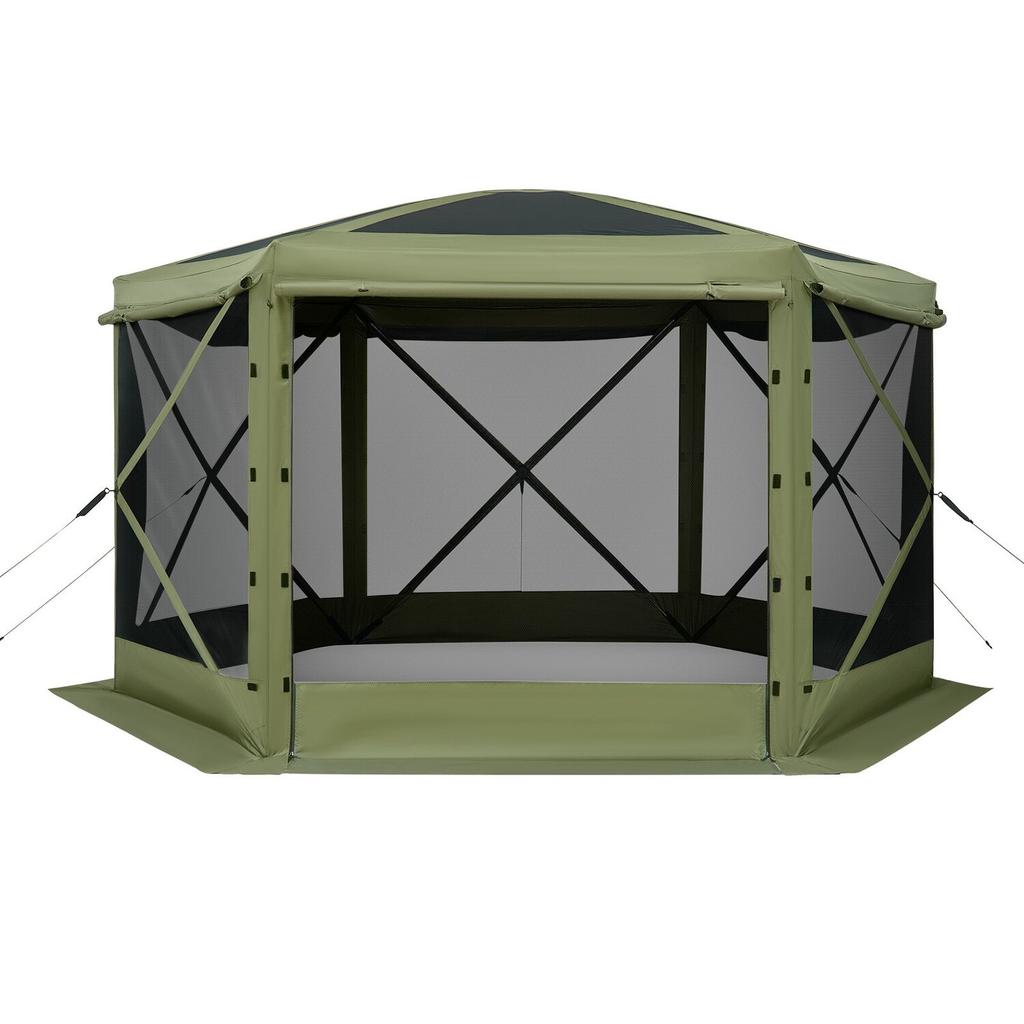 Pop up Gazebo Screen Tent, 3x3 m Large 6-Sided Camping Canopy Tent with Removable Top & Carry Bag, Quick-Set & Bite-Proof, Screen House Sun Shelter