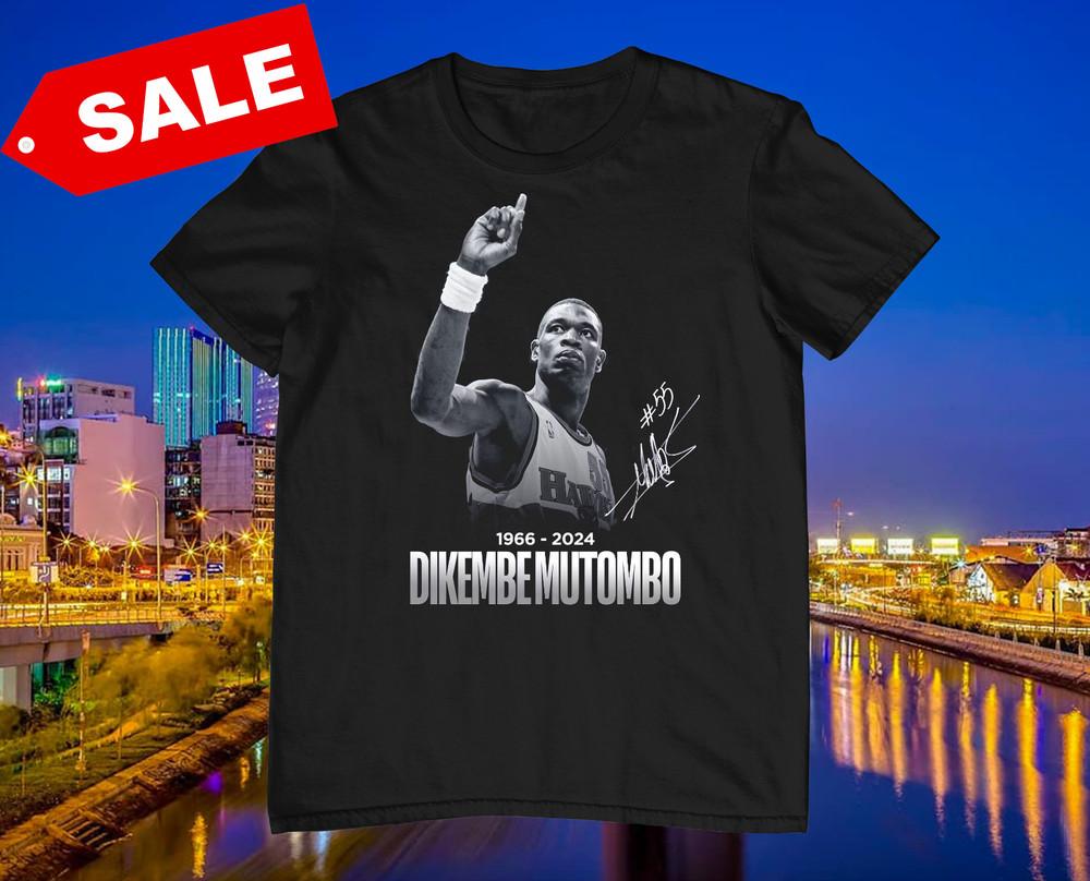 SALE Dikembe Mutombo Signature Heavy Cotton Black T Shirt For Men Full Size Unisex T-Shirt M