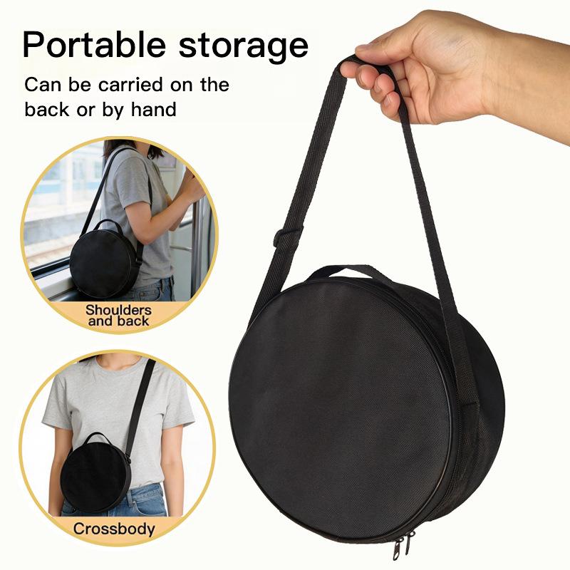 Oxford Cloth Storage Bag Multi-Purpose Portable Round Crossbody Handbag Large Capacity Wig Hat Organizer Pouch