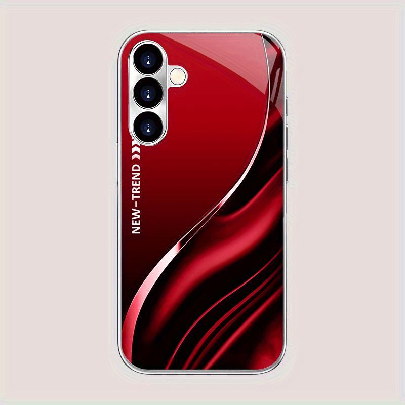 Rote gemusterte Glas-Handyhülle geeignet für Samsung Galaxy S26 S25 S24 S23 S22 S20 FE/Ultra/Plus sturzsichere Rückabdeckung Galaxy S23 schwarz