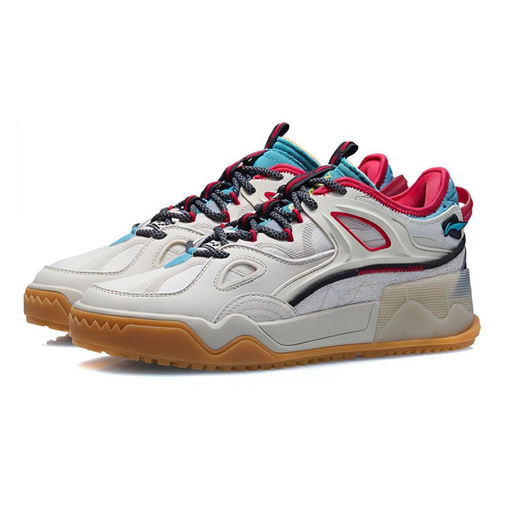 Li Ning CF Cushioning Lightweight Abrasion Resistant Low top Skateboard Shoes Men's Gray White Black AGCR289-1