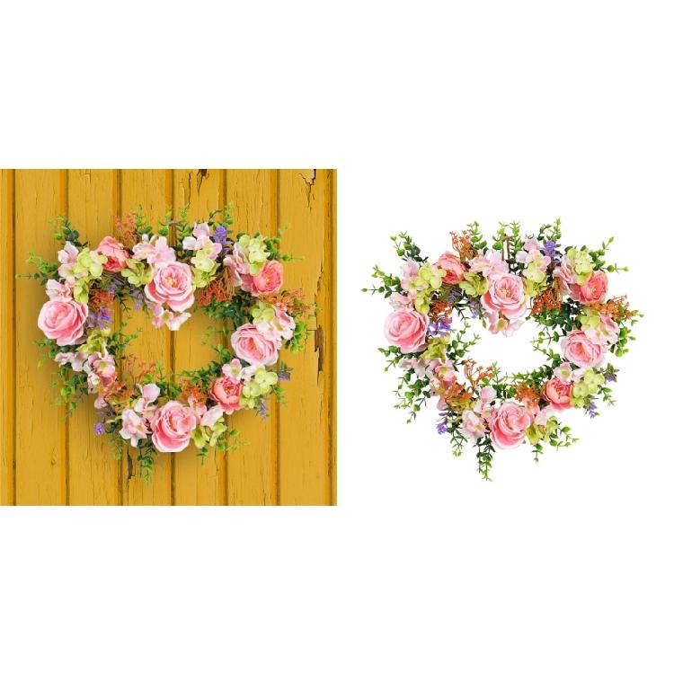 Heart Shaped Wreath Valentine's Wreath Flower Wreath Artificial Rose Garlands
