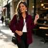 Women's Casual Button Front Long Sleeve Loose Fit Cardigan for Everyday Wear