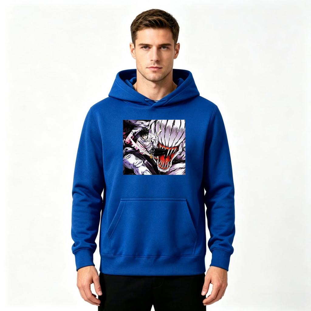 Men Anime Print Pullover Hoodie Casual Long Sleeve Streetwear Sweatshirt For Daily Wear