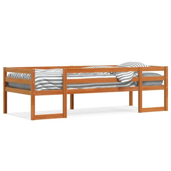 VidaXL Bed Frames for Children Brown Wax 80x200cm Solid Pine Wood, Bed for Child, Single Bed for Child, Wooden Bed 846863