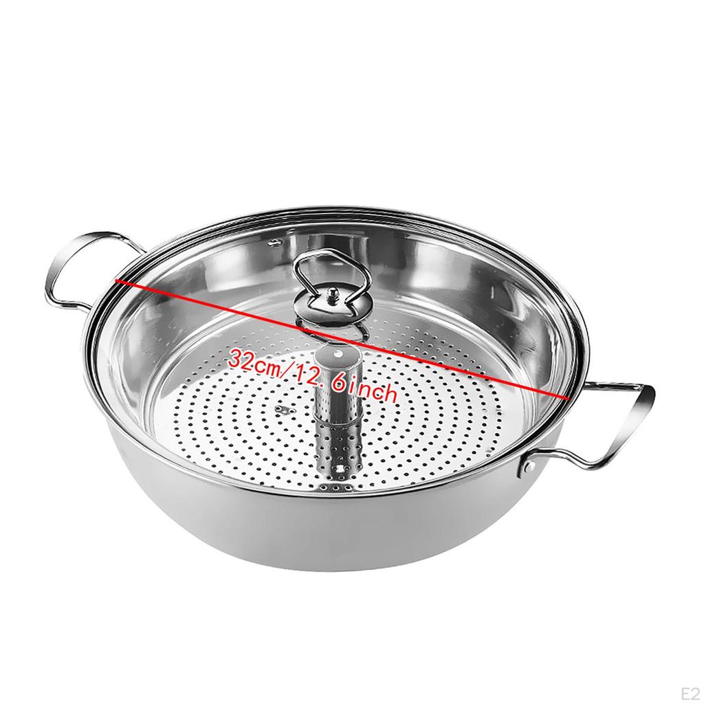Steam Pot Stainless Steel Sauce Pan Non Cookware Steaming for Cooking Tamales Boiling Gravies