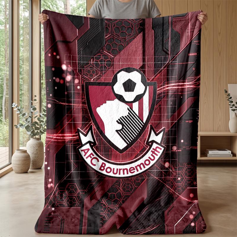 Bournemouth Fußball Druck Flanell Decke, Weiche Warme Leichte Überwurfdecke für Sofa Bett Camping