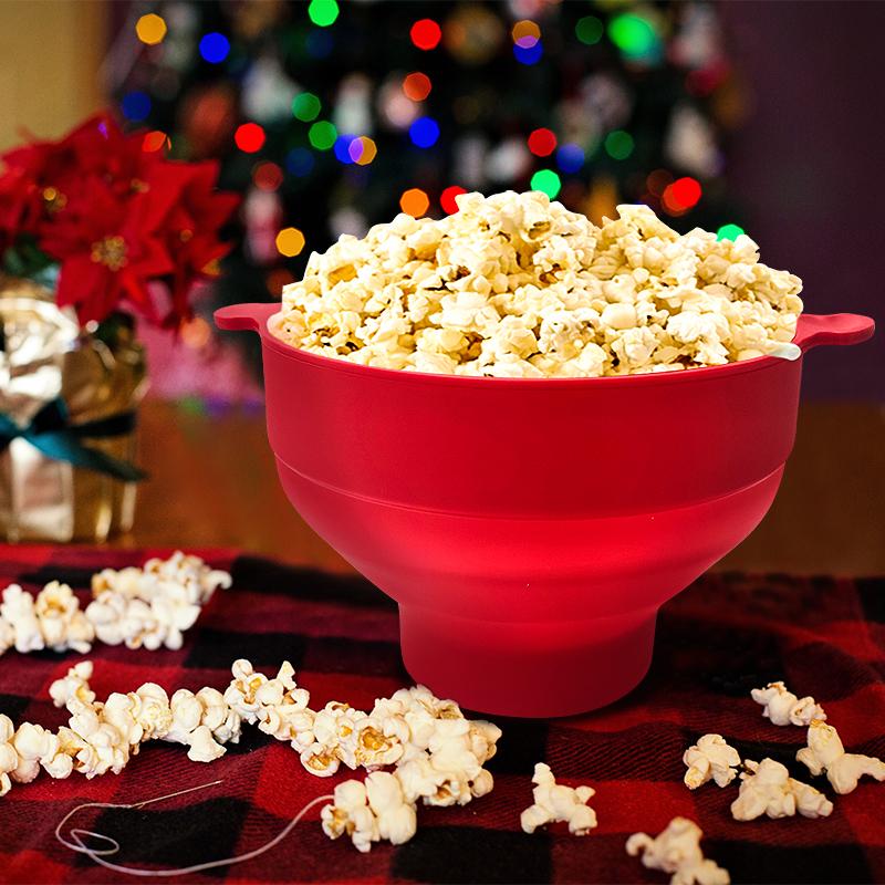 Collapsible Silicone Lid Microwave Popcorn Maker with BPA Free Bowls