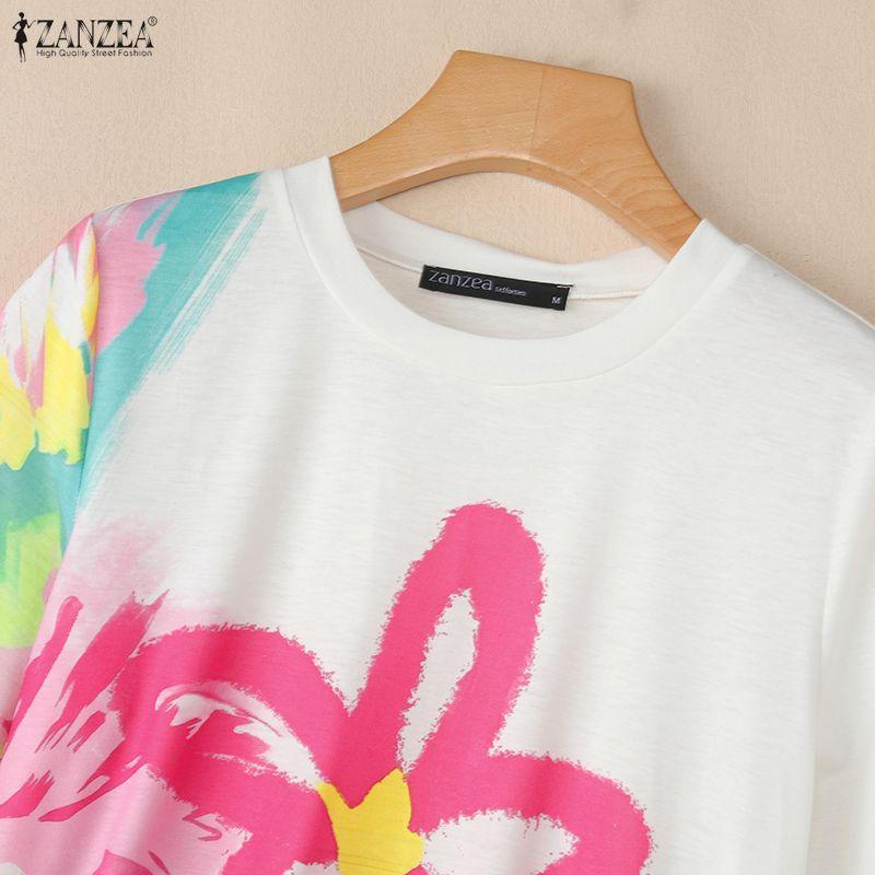 ZANZEA Women Funny Print Casual Round Neck Short Sleeve T-Shirts