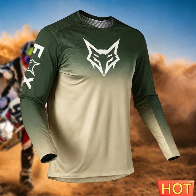 Mens Motorcycle Adventure Riding Shirt Summer Mountain Bike Off Road Long Sleeve Riding Training Top 3D Men's Motorcycle T-shirt