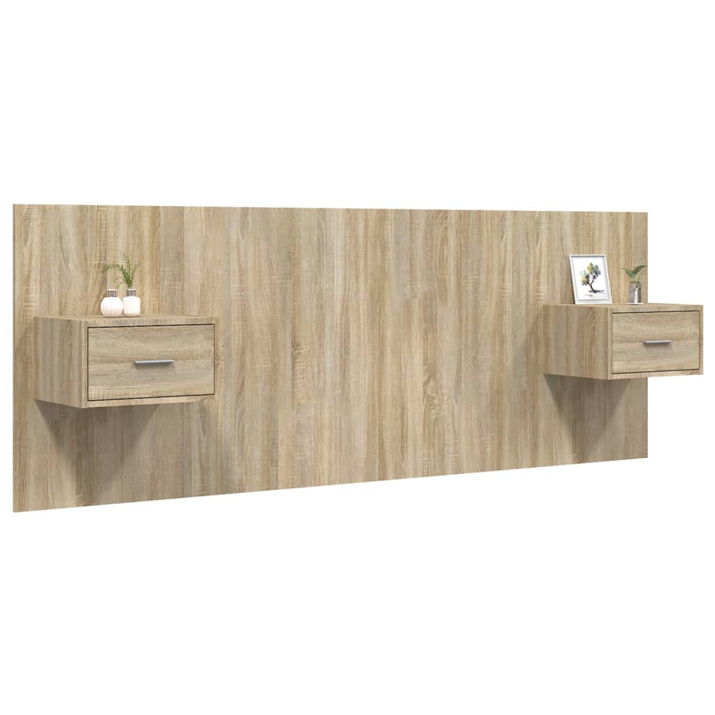 Headboard with Nightstands Sonoma Oak Wood Based Material