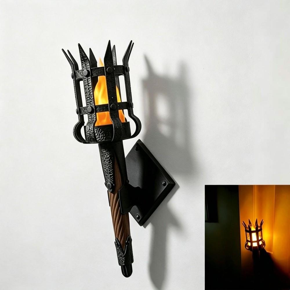 Led Lighting Medieval Torch Wall Lamp Dual Torch Torch Shape Hanging Light  Haunted House
