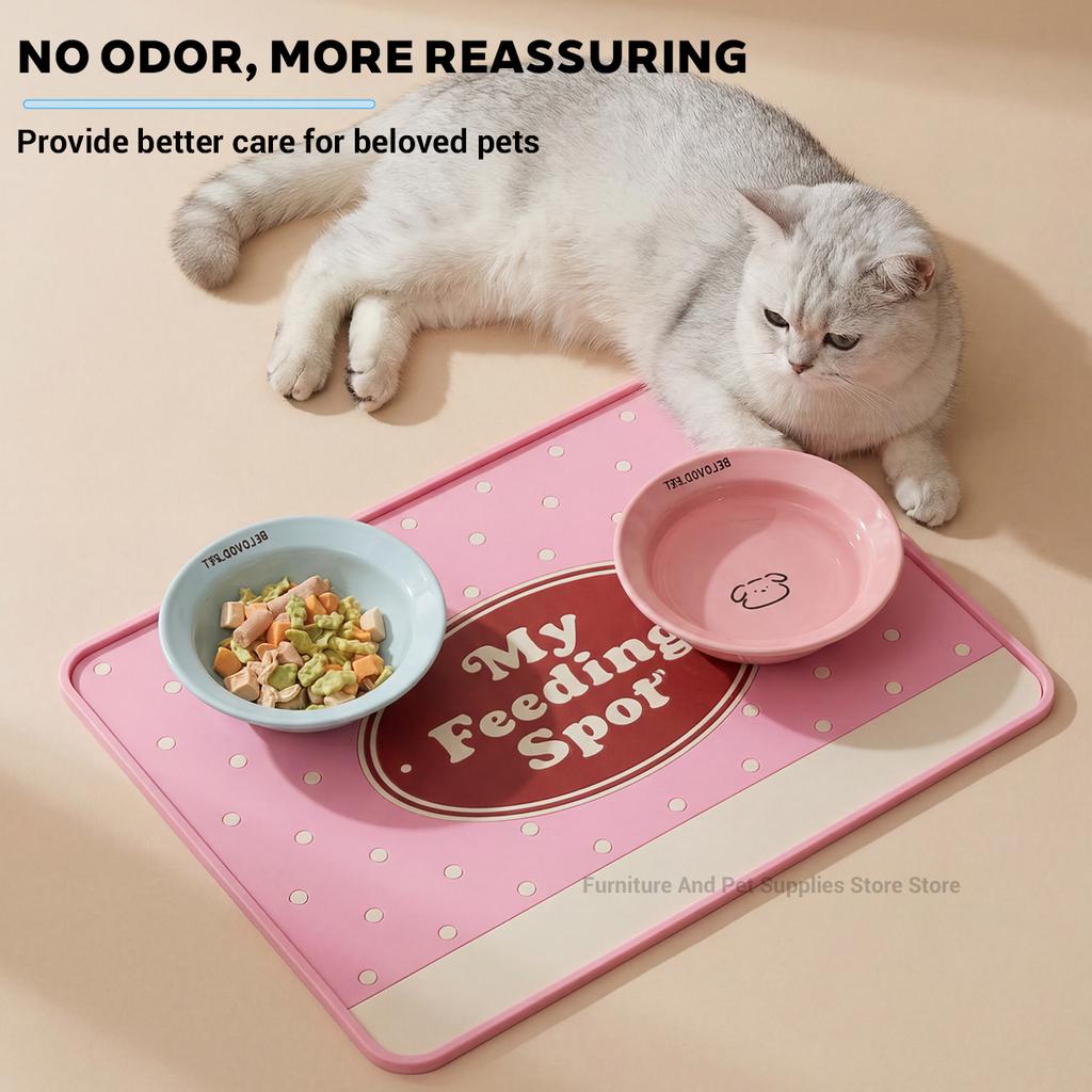 Pet Placemat Cat Dog Drinking Feeding Placemat Feeder Mats Cat Feed Mat Dog Food Bowl Mat Silicone Waterproof Pet Bowl Pad