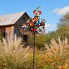 Spinning Clown Motorcycle Wind Spinner, Rotating Wheels Metal Kinetic Yard Art with Stake, Weatherproof Windmill Sculpture for Outdoor Lawn Patio