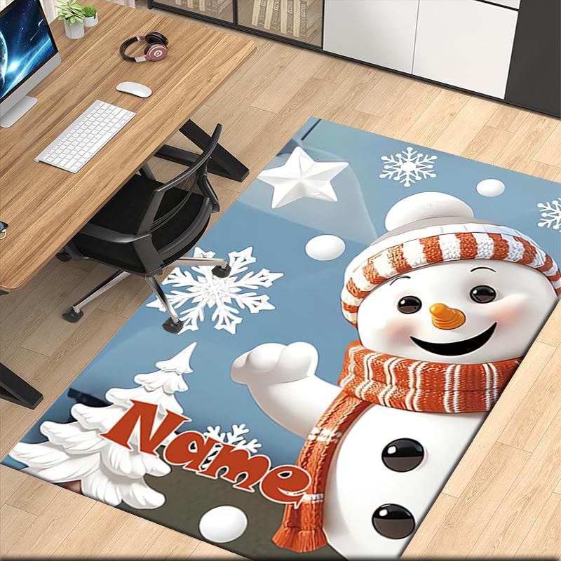 Custom Name Christmas Printed Carpet, for Office Chair Living Room Bedroom Kitchen Room Decor Gifts.