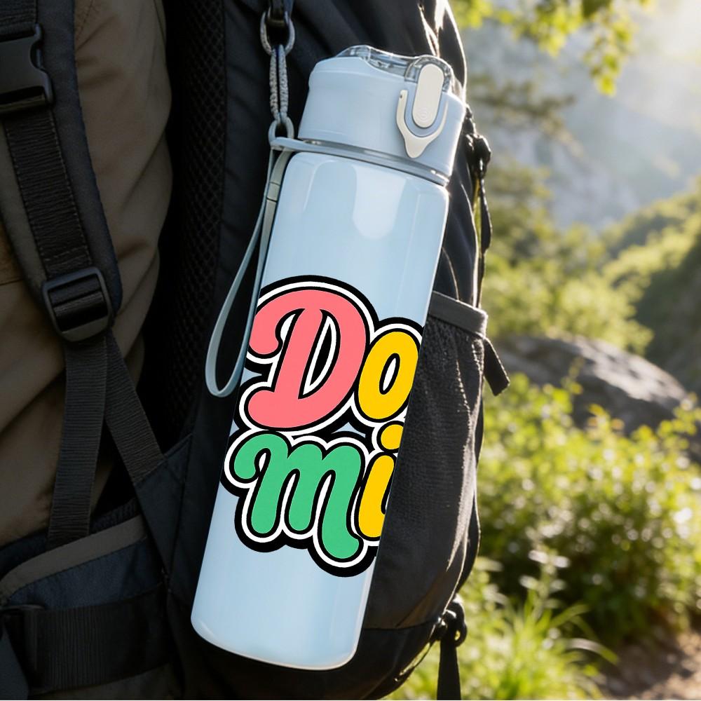 1PC Don't Mind Color Slogan Text Print 750ml Color Plastic Sports Water Bottle Leakproof Flip Straw Lid Suitable for Sports Office Home Use