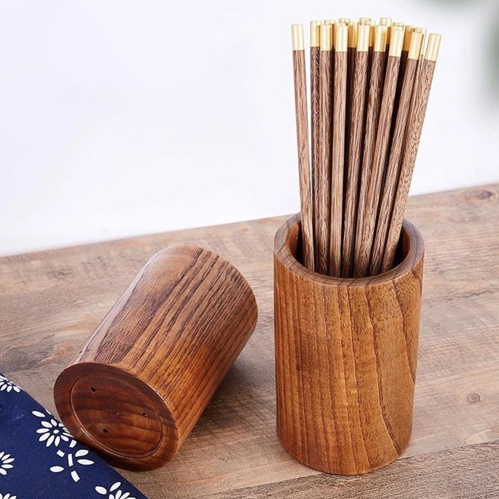 Solid Wood Chopstick Holder Thickened Tableware Storage Container Kitchen Utensil Organizer For Cutlery Flatware Pen