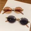 New Retro Metal Oval Frame UV Protection Myopia Glasses Luxury  Vintage Punk Metal Outdoor UV Protection SunGlasses Diopter