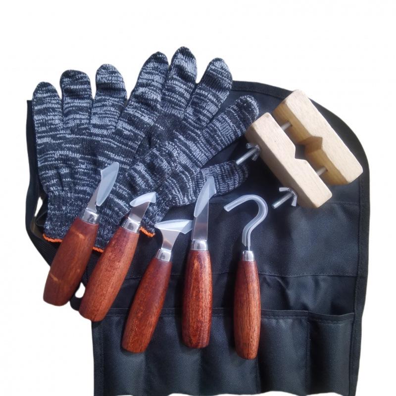 Set Profesional de Cuțite pentru Sculptură în Lemn: Include unelte pentru cioplire, cu curbură și pentru sculptarea lingurilor