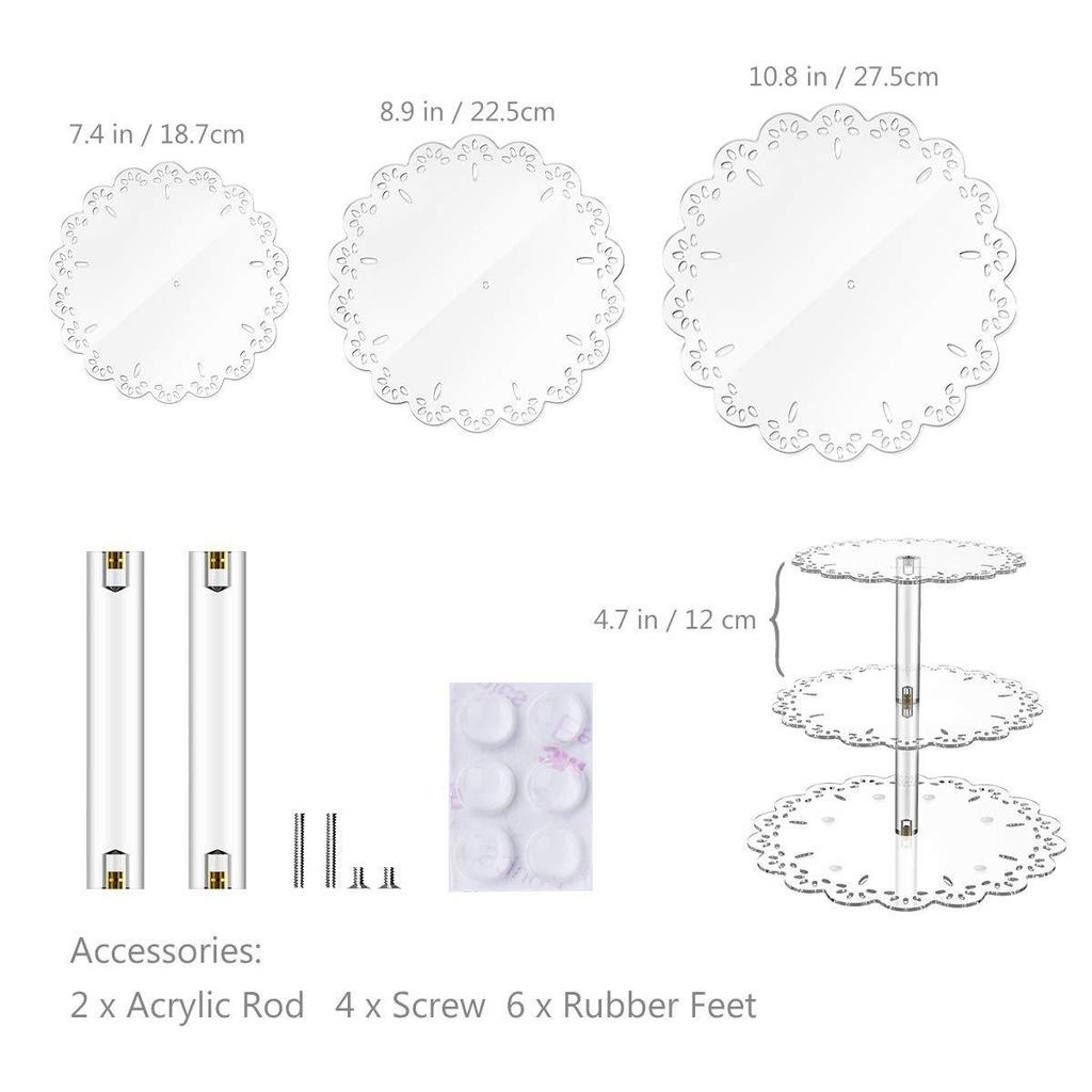 3-layer/Set Flower Shaped Cake Rack Durable Non-slip Acrylic Pastry Dessert Rack Baby Shower Wedding Birthday Party