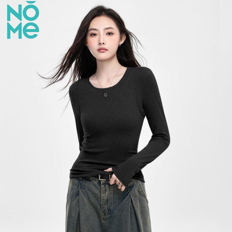 NOME Women's Ribbed Crew Neck Slim Fit T-Shirt
