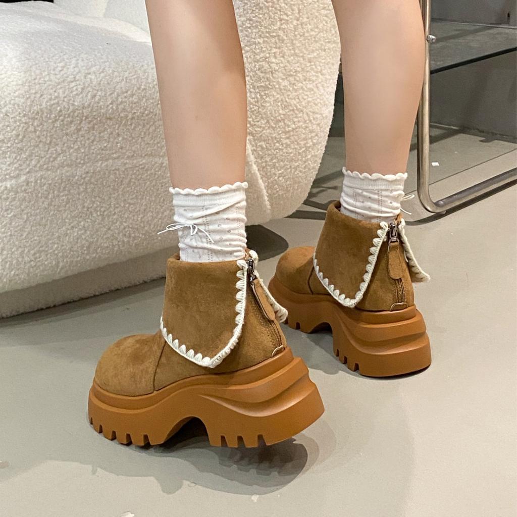 Small Thick-soled Muffin-soled Martin Boots for Women's Autumn 2025 New Fashionable Versatile Flip-top Short Fashion Boots