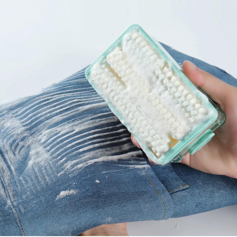 Brush Type Soap Box Multifunctional Soap Dish Soap Rack Storage Box With Brush Lid Hands-free Laundry Tool Portable Foaming Box