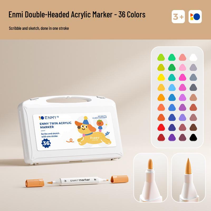 Enmi Double-Headed Washable Acrylic Marker for Students - Soft & Hard Tips