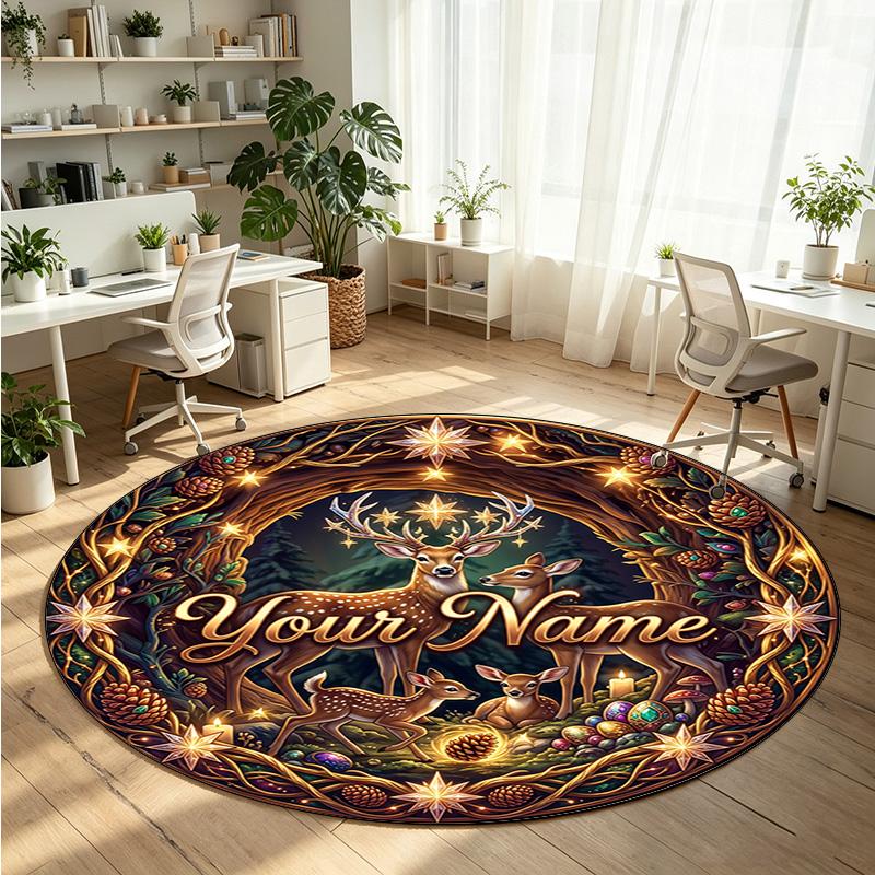Animales salvajes (81) Alfombra de Terciopelo Redonda con Cristales Personalizada con Nombre y Texto Felpudo Personalizado Decoración del Hogar Alfombra de Cristal Antideslizante