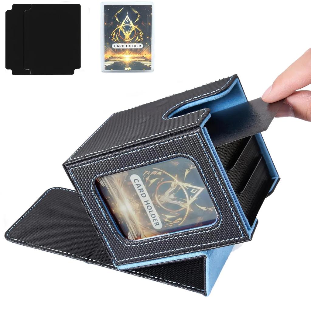 Holds 100+ Trading Card Deck Box for MTG Commander Display with 2 Dividers Game Sports Card Storage Box PU Magnet Deck Case