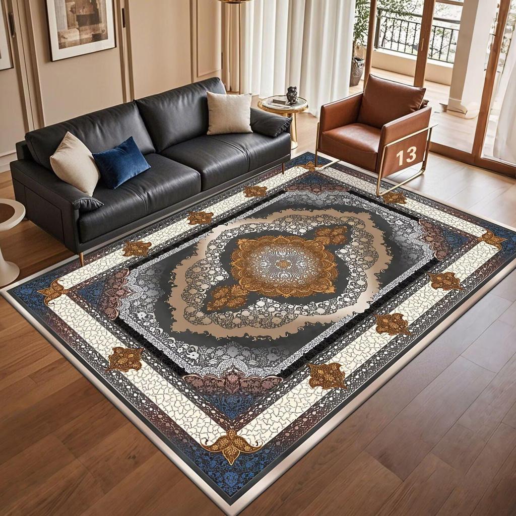 Retro Persian American Carpet Large Area Living Room Decoration Home Ethnic Style Bedroom Rug Cloakroom Lounge Soft Mat Washable
