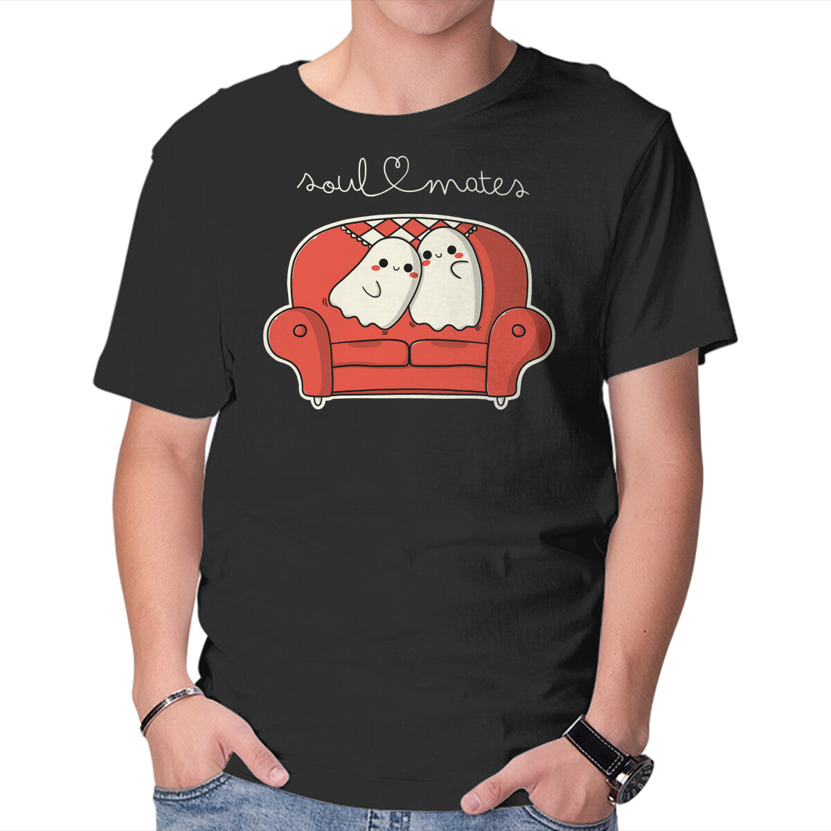 Unisex Crew Neck T-Shirt Soulmates Graphic Short Sleeve Casual Tee XS
