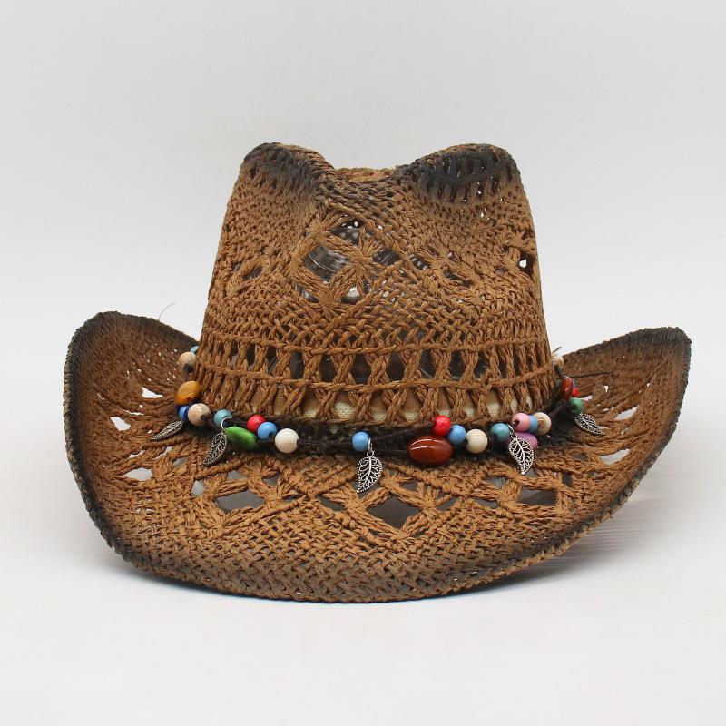 Spring And Summer Retro Colored Stone Denim Straw Hat Men'S And Women'S Hats Travel Shading Casual Versatile Beach