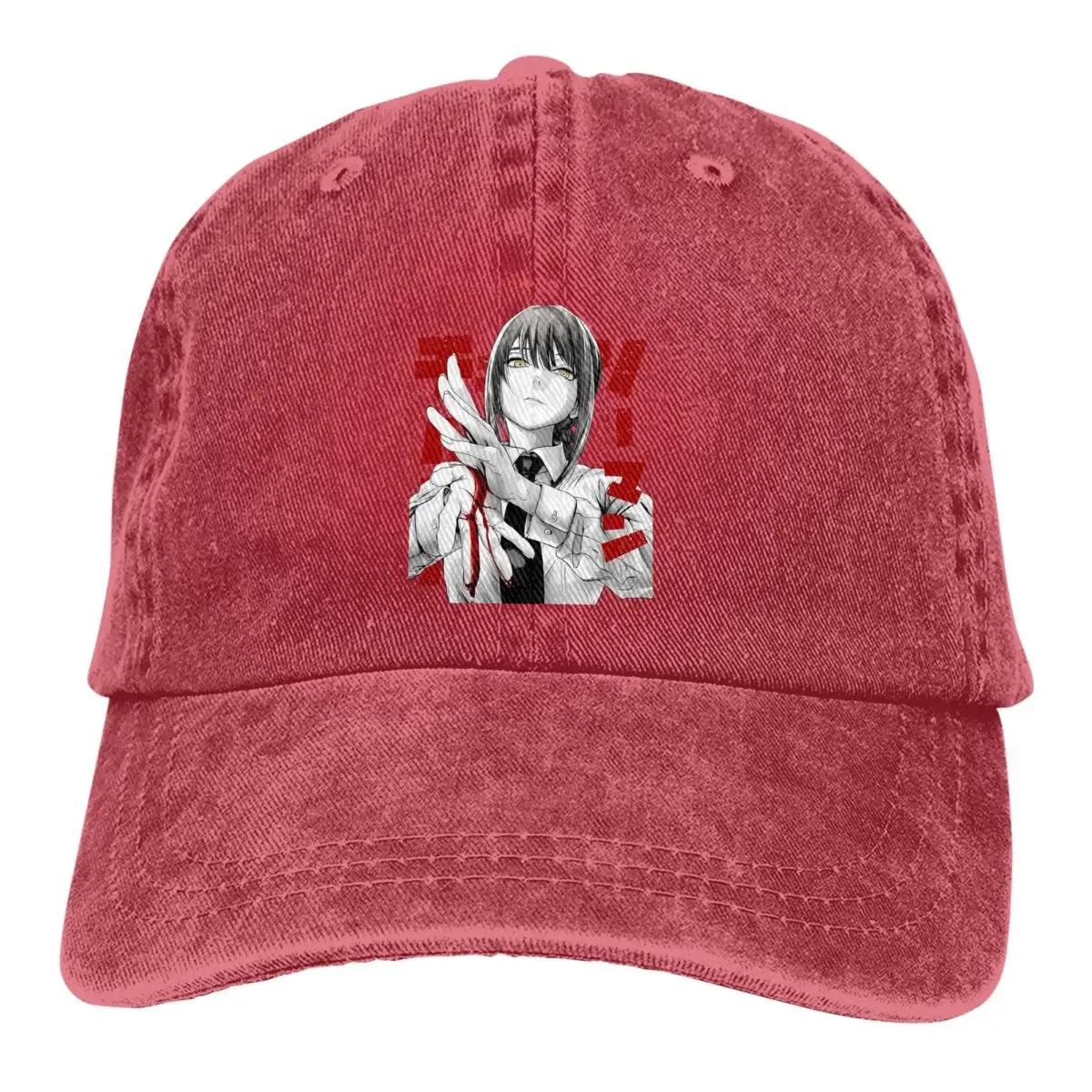 

Стираная мужская бейсболка Bloody Hands Makima Trucker Snapback Ковбойские кепки Dad Hat Chainsaw Man Аниме Кепки для гольфа Adjustable