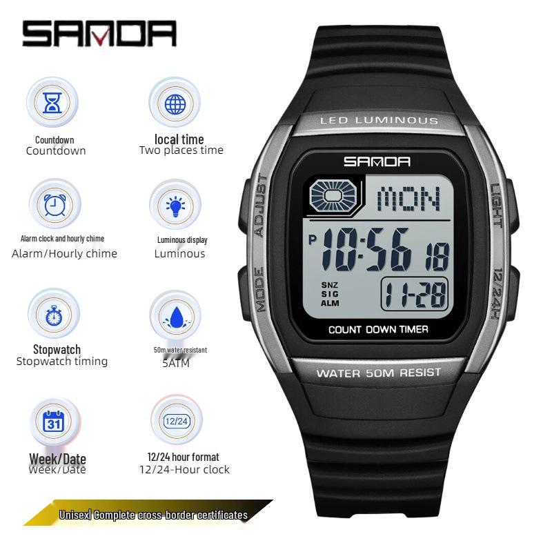SANDA Multi-Functional Big Dial Watch with Alarm, Snooze, Countdown for Junior & Senior High School Students