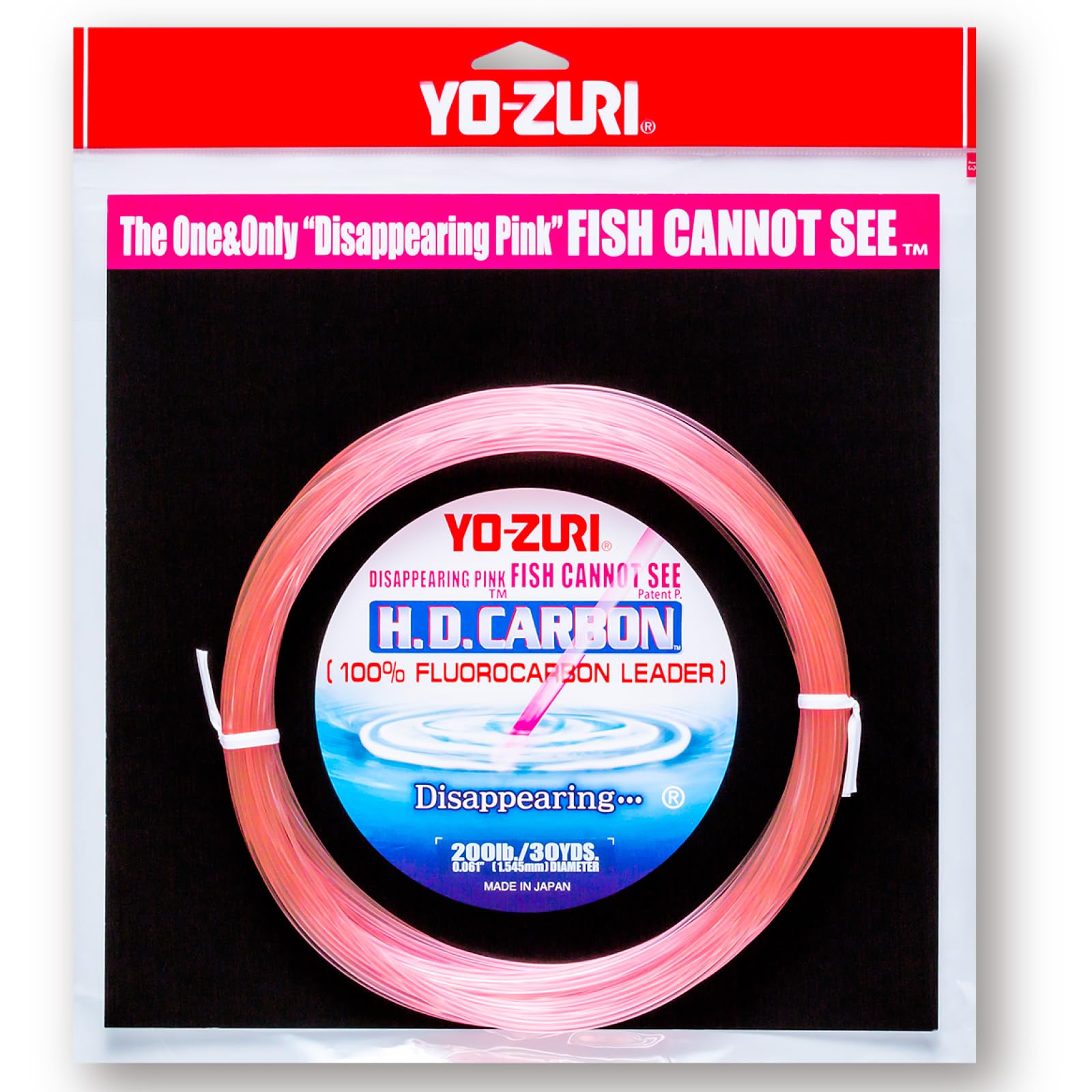 

Fluorocarbon Line Carbon Fluoro Leader 30YDS 200Lbs Pink YO-ZURI H.D. Color розовый