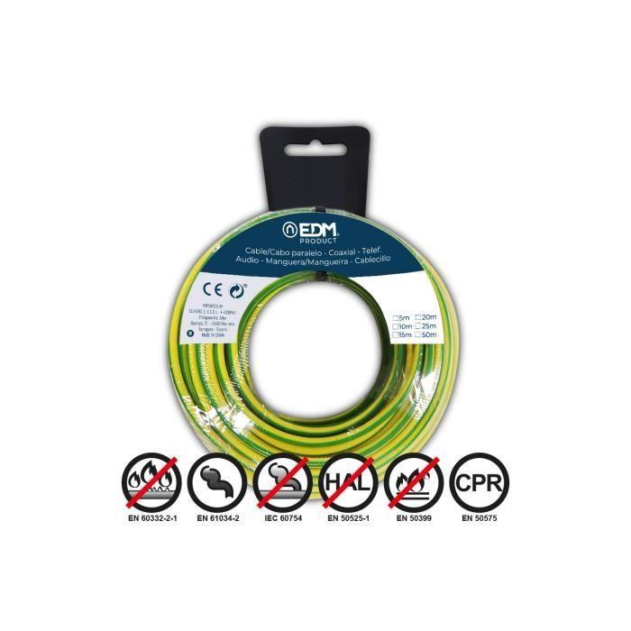 Bobine Fil Électrique Flexible 1,5mm Bicouleur Sans Halogène 5m