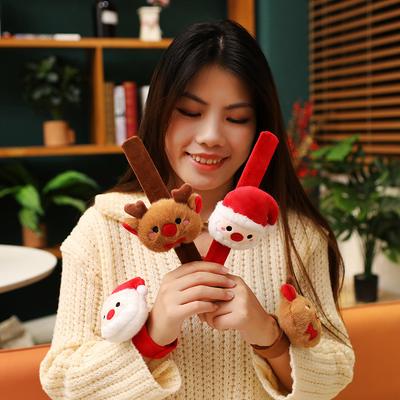 Cartoon Santa Claus Snap Ring Plush Toy Elk Bracelet Children'S Soothing Muppet Doll Christmas Gift