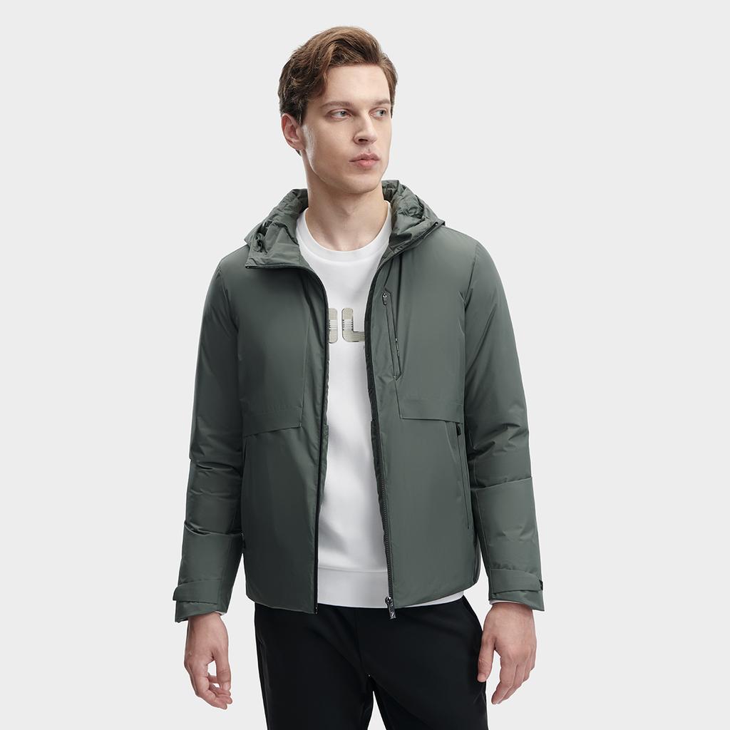 Fila 2023 Winter New Lightweight Down Jacket Basic Casual Hooded Warm Coat Men Outerwear Deep-Leaf-Green F11M342911F-GN
