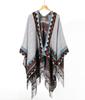 Women's Faux Cashmere Rhombus Tassel Shawl - Double-Sided, Thickened Cloak