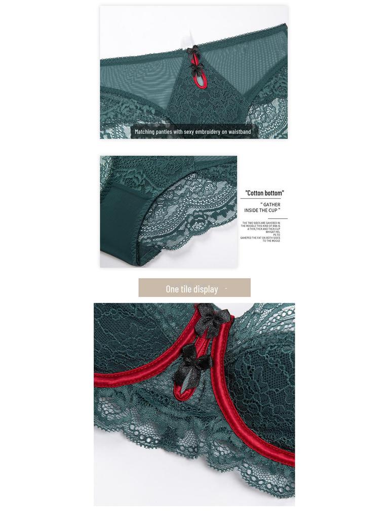 European & American Sexy Zodiac Lace Bra - Ultra-Thin, Red, for Big Busts & Petite Sizes