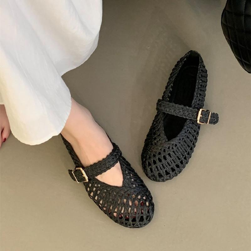 Modă 2025 Vară Respirabil Tricotaj Ajour Femei Balerini Fashion Mary Janes Tălpi Moi Mocasini de Mers Pantofi Casual pentru Fete